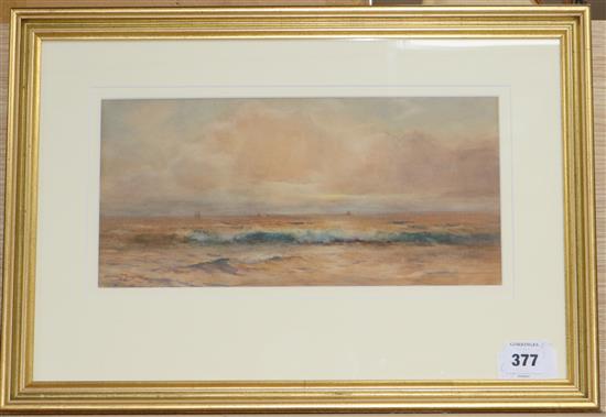 Warne Browne, watercolour, fishing boats off the coast, signed, 6.5 x 13.5in.